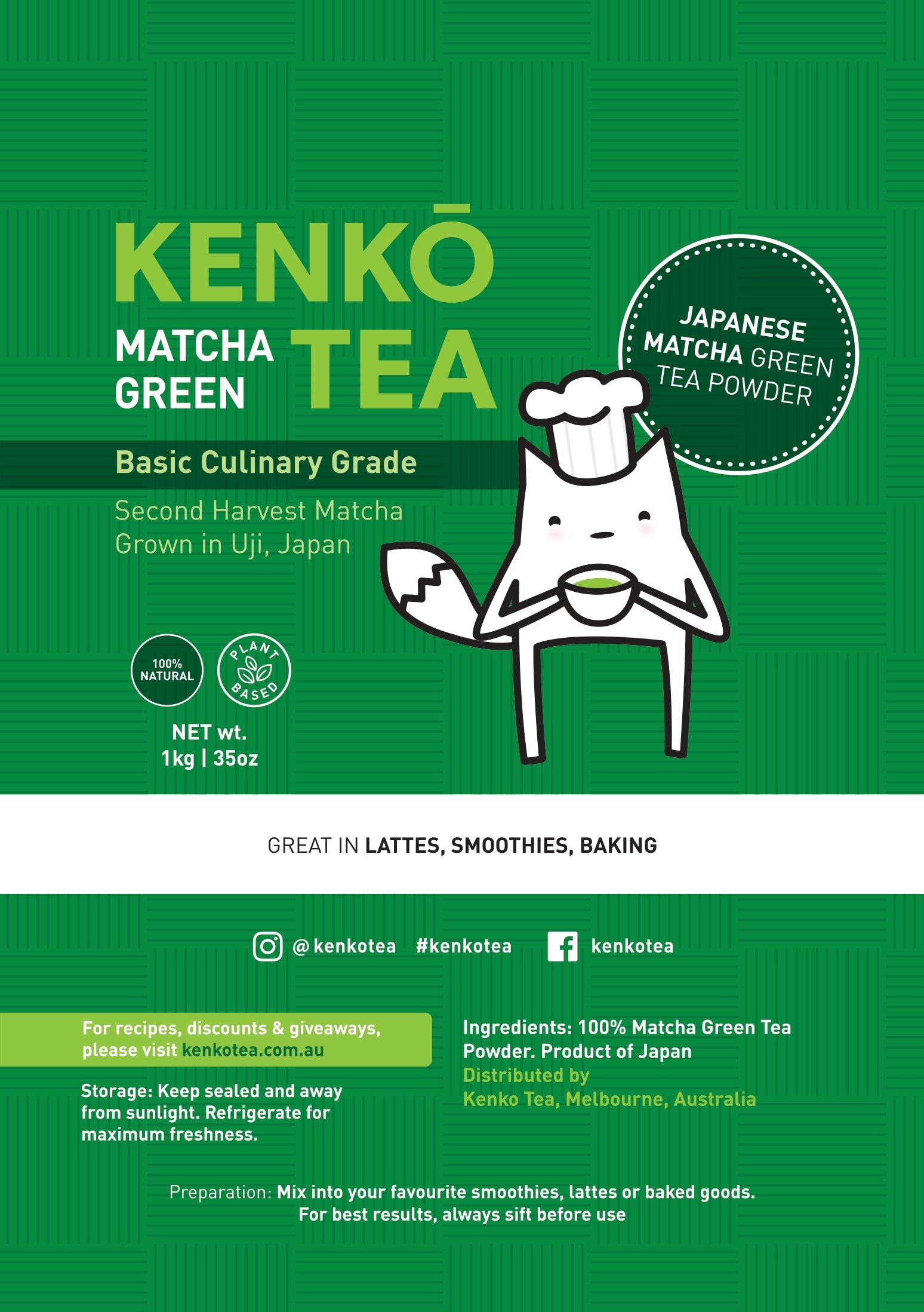 Bulk 1kg Matcha Powder - Classic Culinary Grade