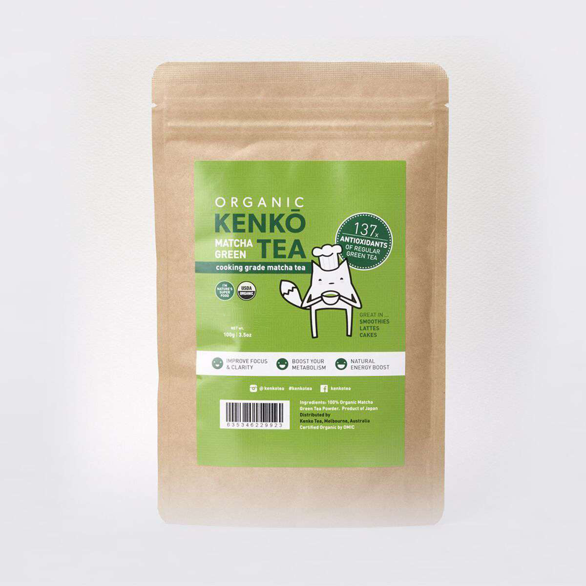 Organic Culinary Grade Matcha Powder - 100g Bag