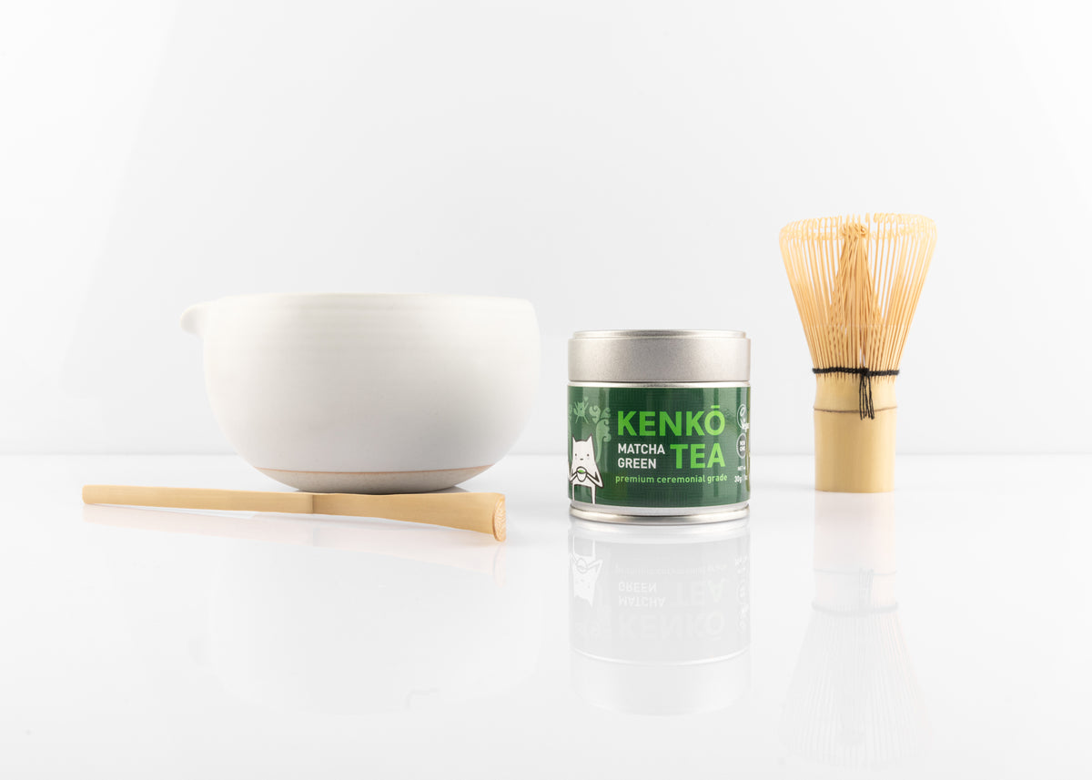Matcha Starter Kit - 4 pce Matcha Set with Whisk and Bowl