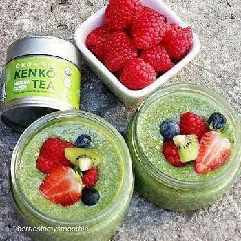 Green tea Chia Pudding made with organic matcha